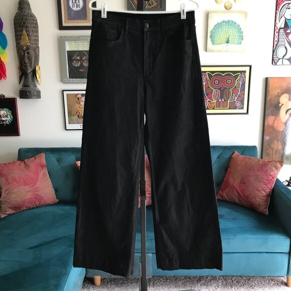JOE'S size 29 Black Stretch Coated Denim THE MIA High Rise Wide Leg Jeans - Picture 1 of 4